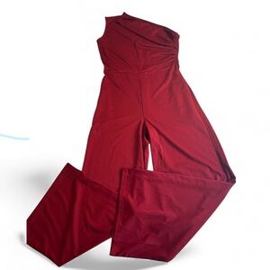 Elegant Red One-Shoulder Jumpsuit